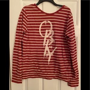 Obey Red Striped Pullover Sweatshirt Size Small